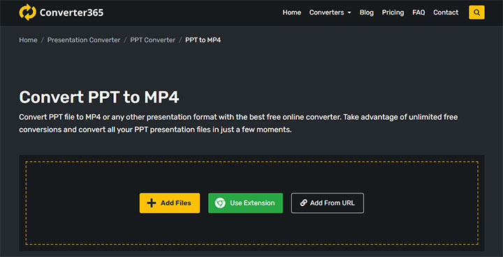 Convert PPT to MP4 Online with Converter365