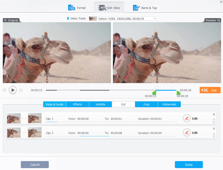 cut a video in VideoProc