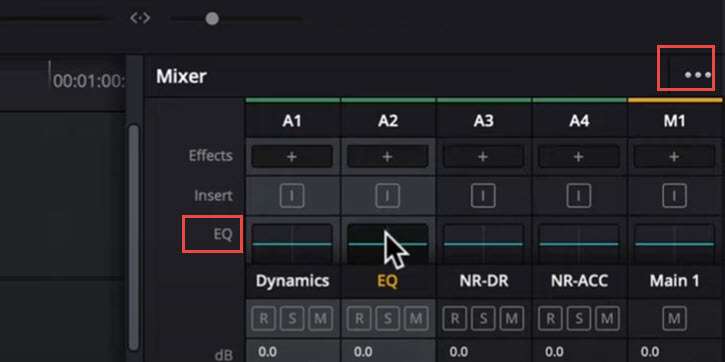 DaVinci Resolve Equalizer EQ Toggle