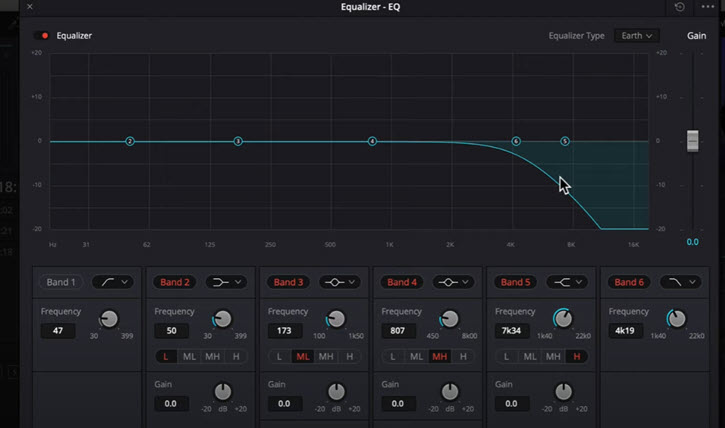DaVinci Resolve Equalizer Reduce Noise