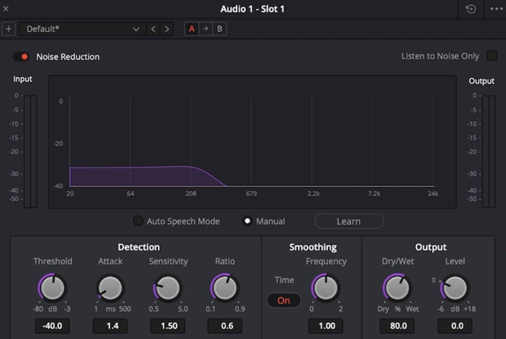 DaVinci Resolve Noise Reduction Auto Speech
