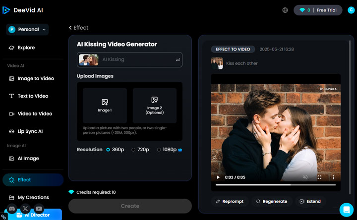 DeeVid AI Kiss Generator