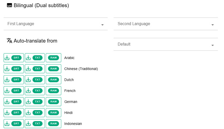 Download extracted subtitles from DownSub