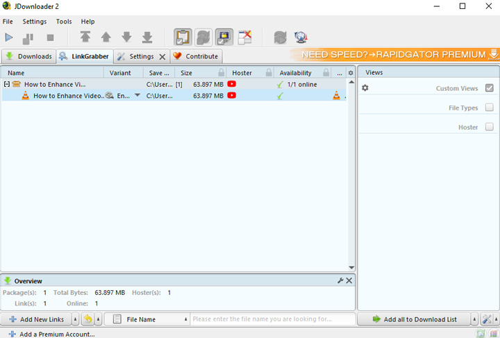 Download Streaming Video with JDownloader