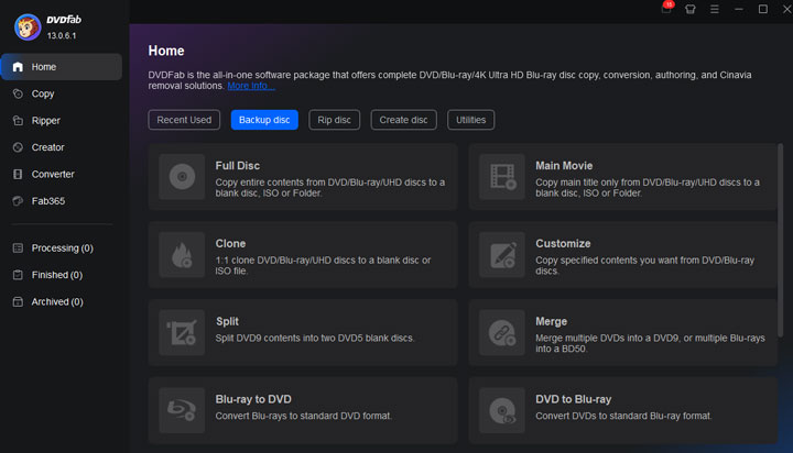 DVDFab Interface