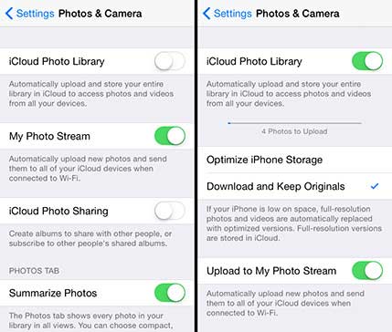 Enable iCloud Photo Library on iPhone