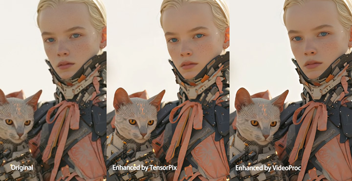 TensorPix vs VideoProc enhance AI video comparison