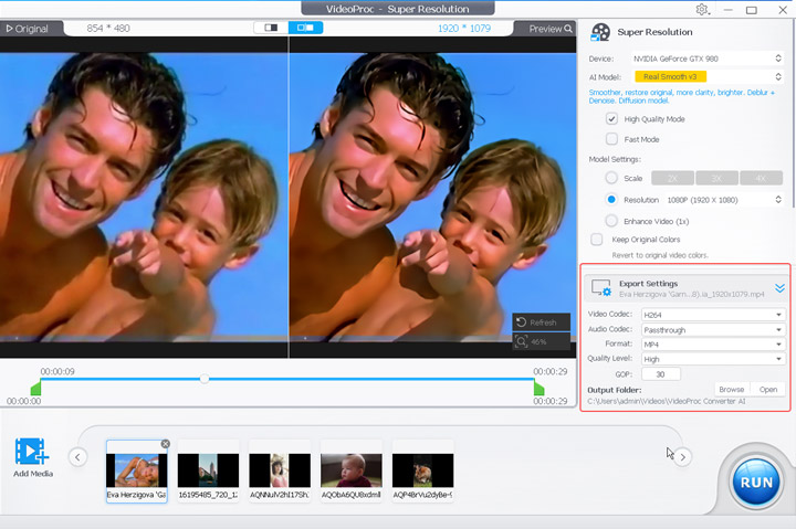 VideoProc Convertert AI remaster a video
