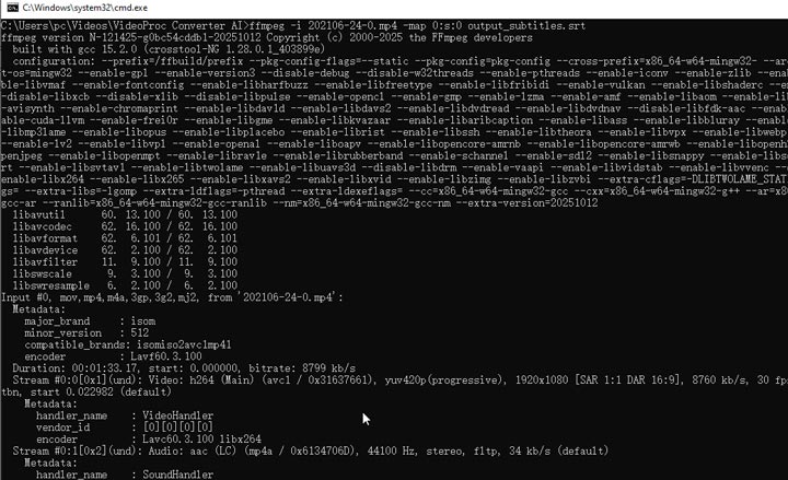 Extract Subtitles from Video with FFmpeg