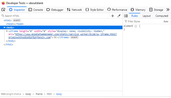 Firefox Inspector Tool