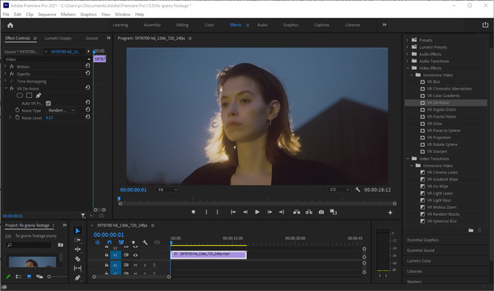 Fix grainy footage with Premiere Pro