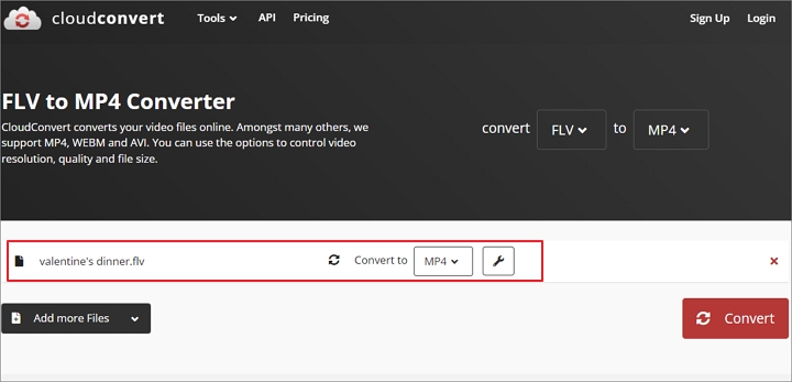  FLV to MP4 with CloudConvert
