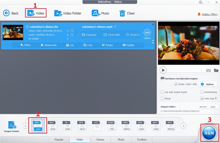  Convert FLV to MP4 with VideoProc Converter - Step 2
