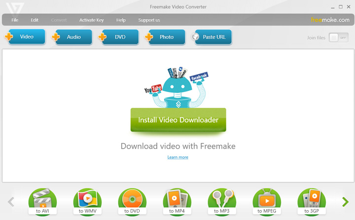 Freemake Video Converter Interface