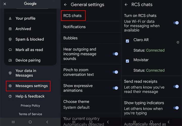 Enable RCS Settings in Google Messages on Android