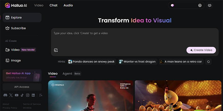 Hailuo AI Web Interface