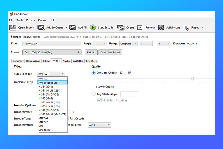 HandBrake AV1 Encoder Settings