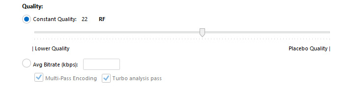 HandBrake Video Quality Settings