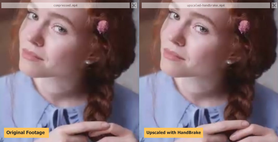 HandBrake Upscale Video Before and After