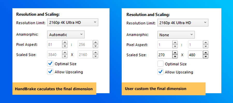 HandBrake Upscale Resolution Settings
