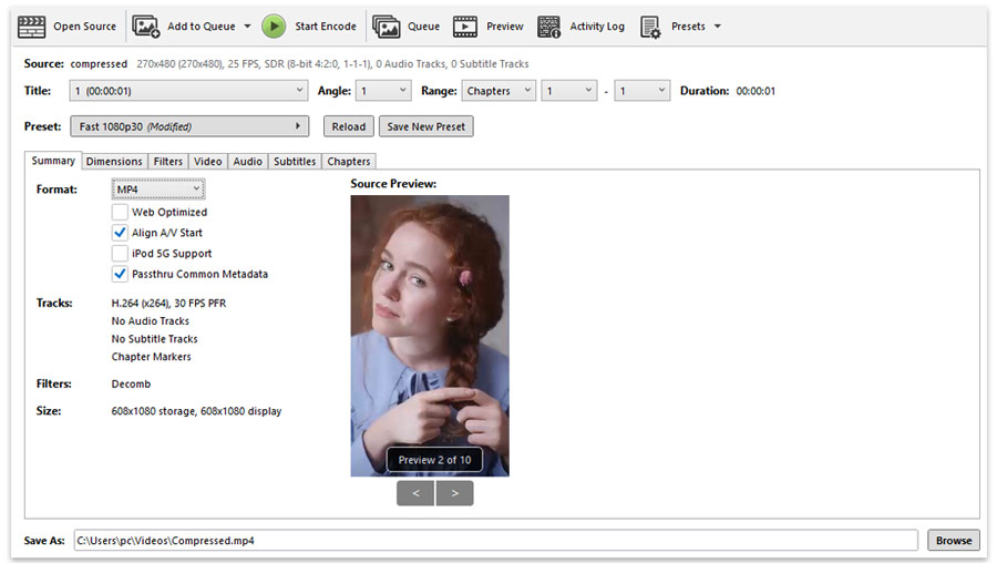 HandBrake Upscale Video Settings