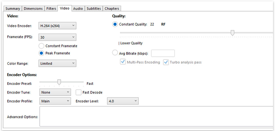HandBrake Upscale Video Settings