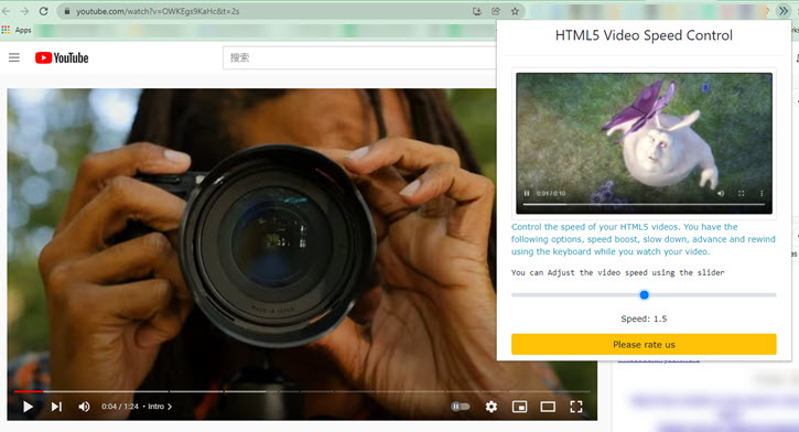 HTML5 Video Speed Control for Google Chrome