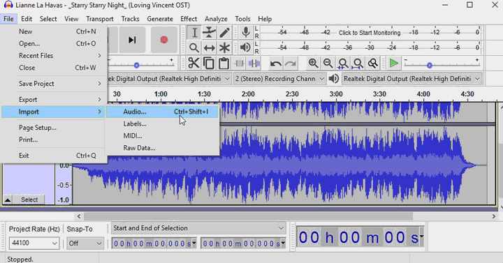 audacity without the optional ffmpeg library