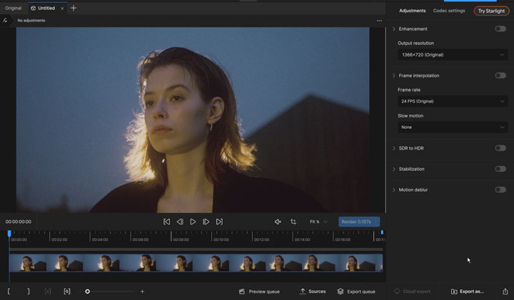 Import grainy footage to Topaz Video