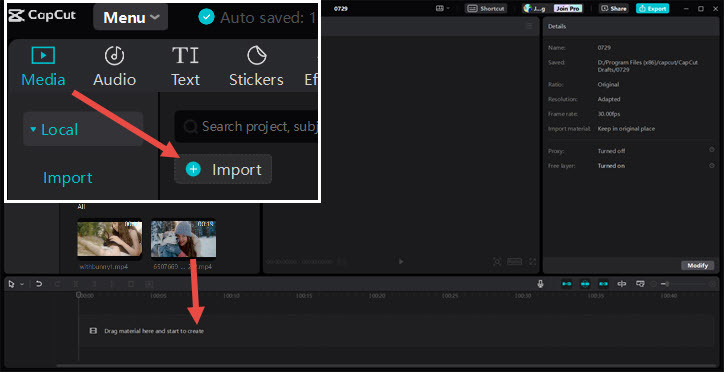 Import Media to CapCut