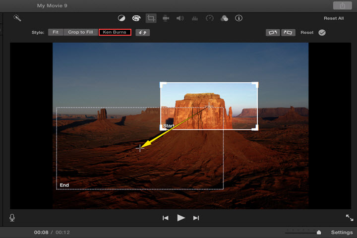 ken burns effect imovie
