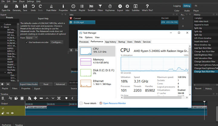 Lightwight Video Editor Shotcut Exporting Test