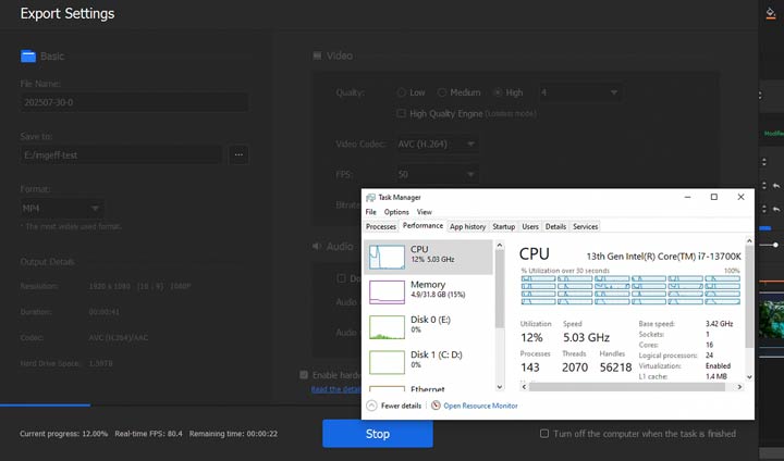 VideoProc Vlogger Exporting Test