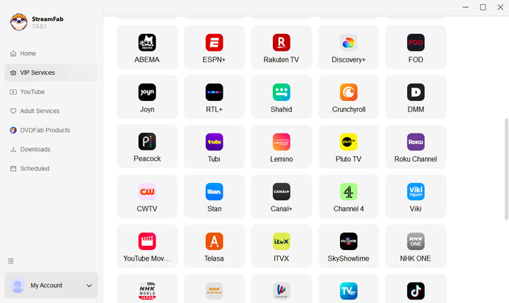 Locate Tubi in StreamFab Downloader