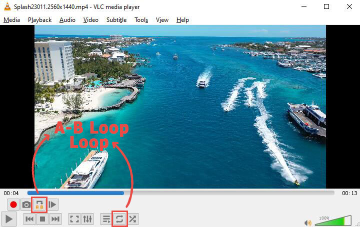 Set A-B Loop Option in VLC