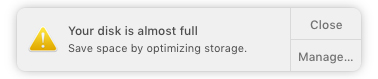 Disk almost full notification on macOS