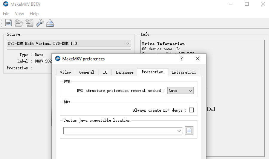 MakeMKV Opening Mode