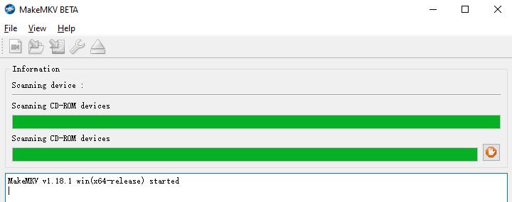 MakeMKV is scanning the device