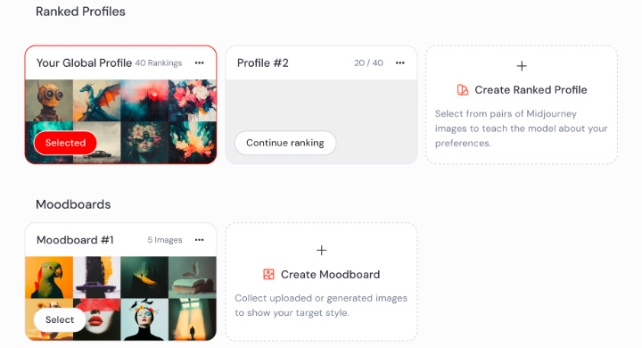 midjourney personalization panel