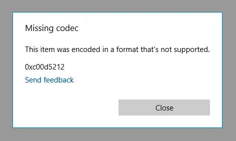 Fix Missing Codec 0xc00d5212 Error