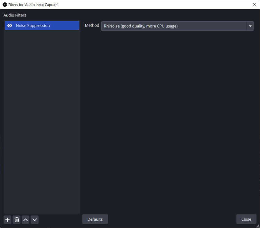 Remove background noise from video in OBS