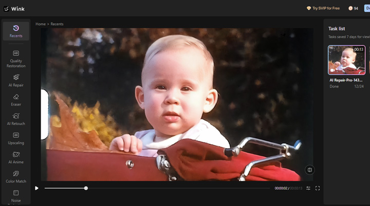 Video Restoration Results with Wink Video Enhancer