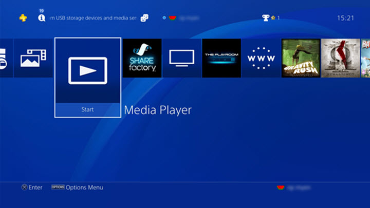 Open Media Player app on PS4