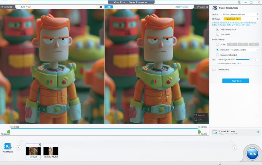 Video Upscaling with VideoProc Converter AI
