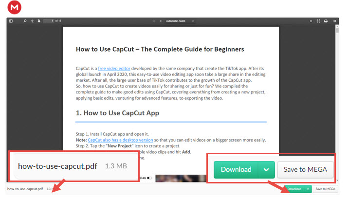 CapCut Manual PDF in Cloud Drive