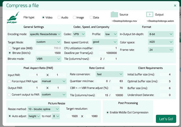 Pied Piper Compression Tool Interface