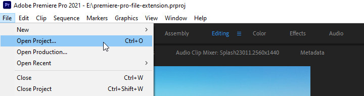 Open a .prproj File in Premiere Pro