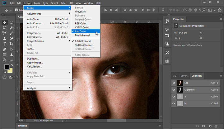 Reduce noise in Photoshop in Lab Color mode