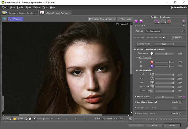 Reduce noise in Photoshop using Neat Image plugin