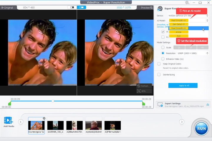VideoProc Convertert AI remaster a video